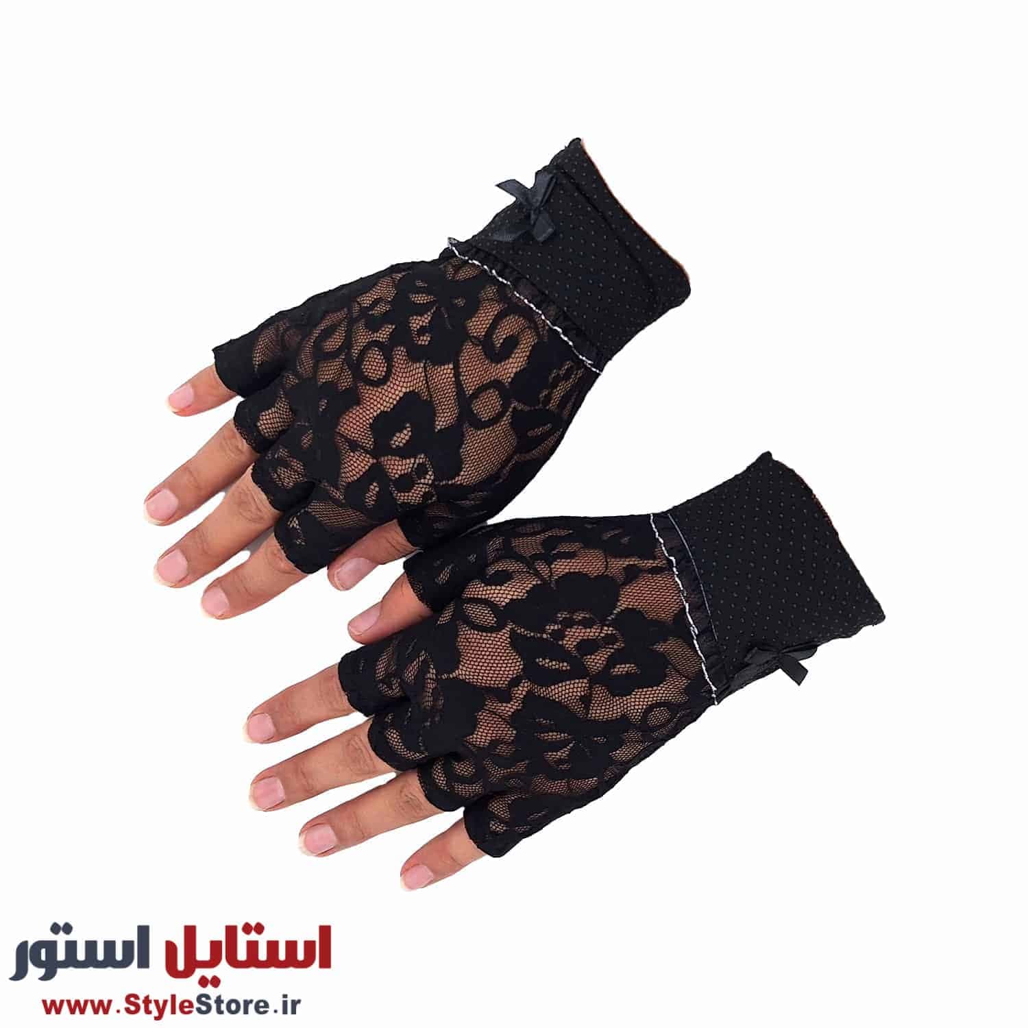 دستکش زنانه سیلکا مدل نیم انگشتی رانندگی کد 1341 رنگ مشکی — تصویر ۵
