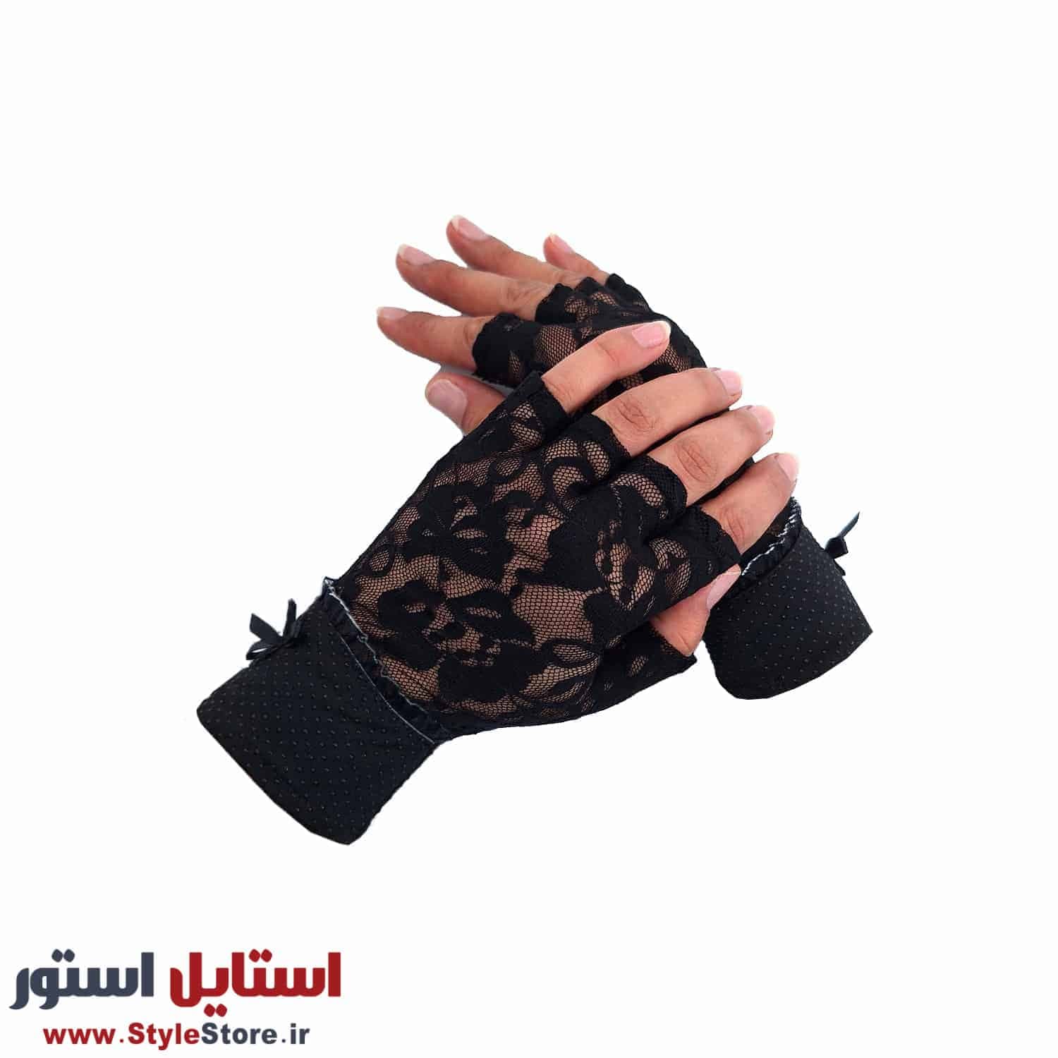 دستکش زنانه سیلکا مدل نیم انگشتی رانندگی کد 1341 رنگ مشکی — تصویر ۲