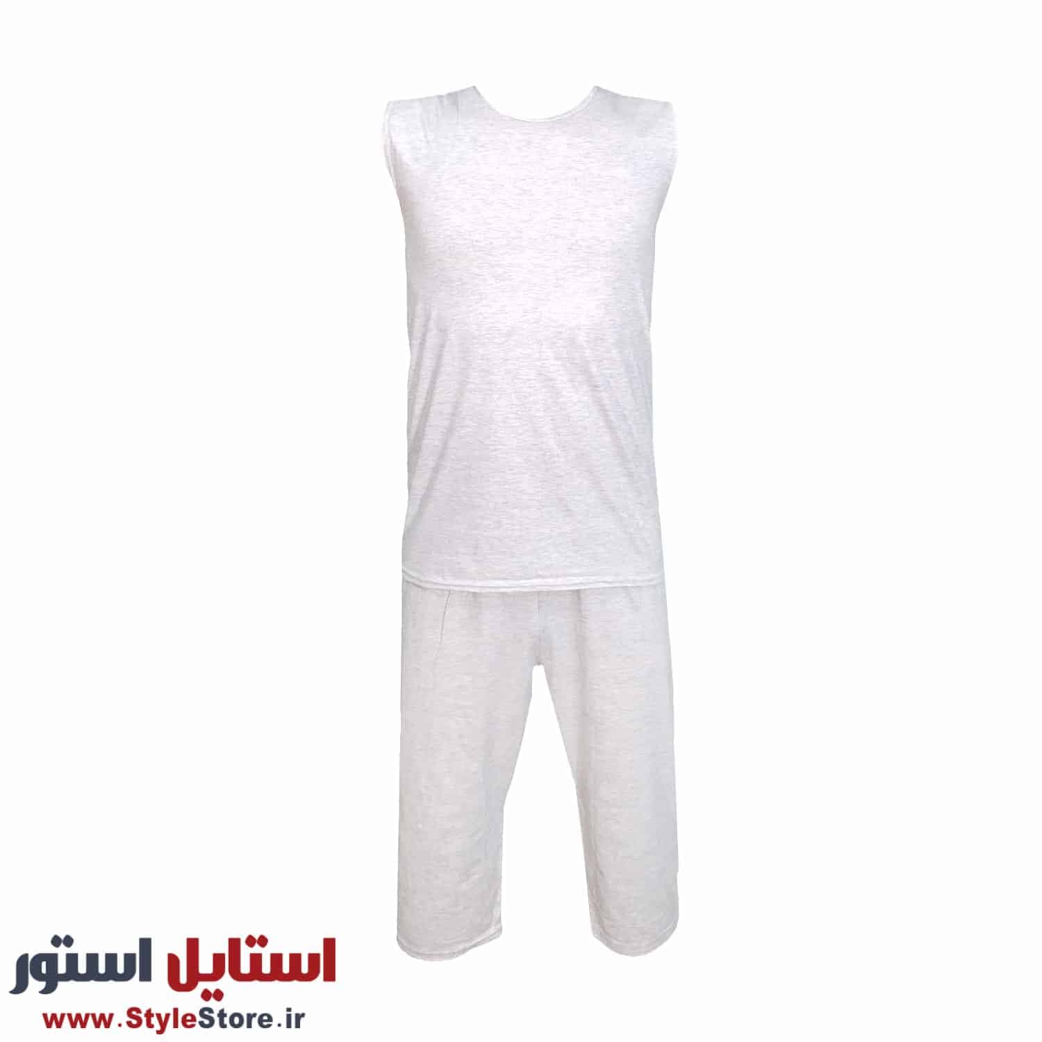 ست تاپ و شلوارک مردانه مدل ساده کد 1564 رنگ طوسی (اوت لت) — تصویر ۴