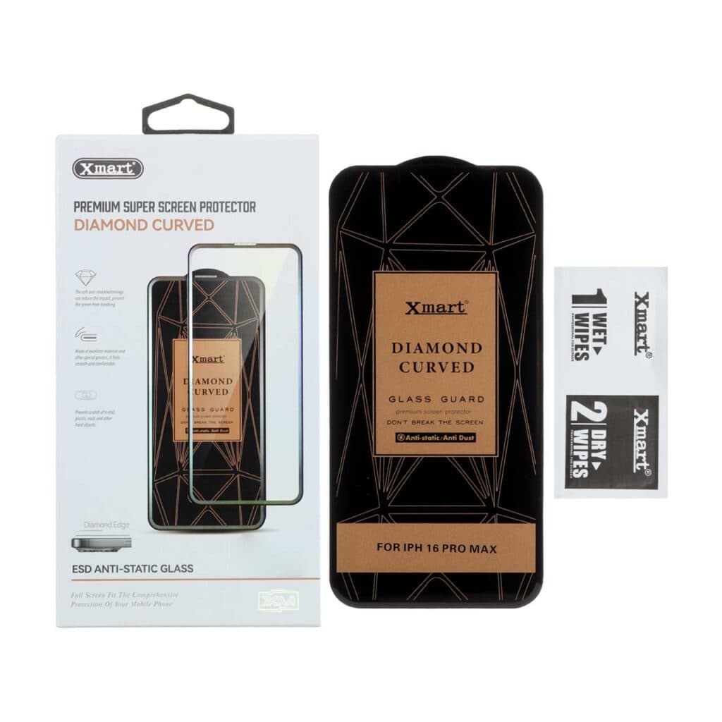 محافظ صفحه نمایش شیشه ای اورجینال XMART – Diamond Curved ESD Anti Static مدل Apple iPhone 16 Pro Max (پک دار) — تصویر ۳