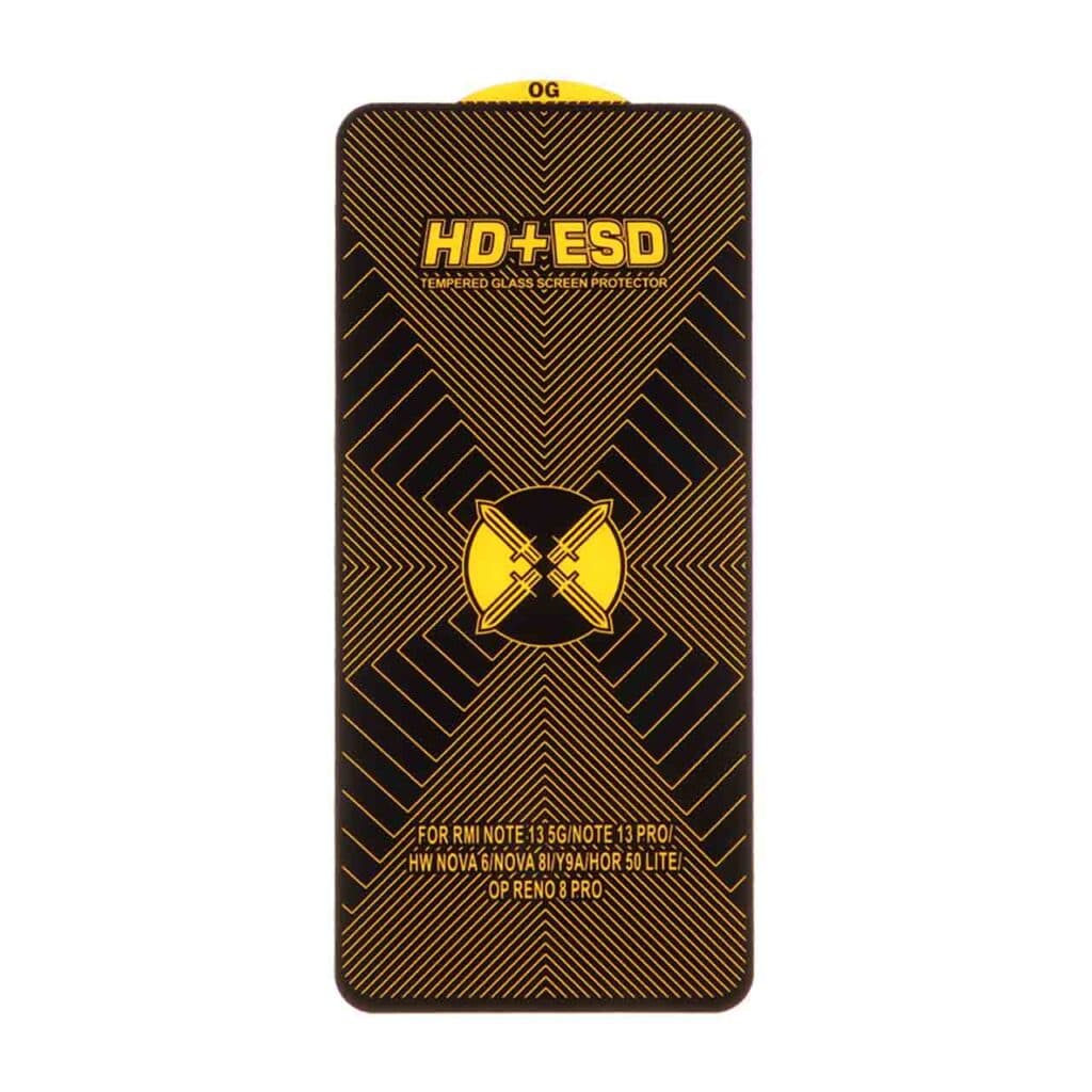 محافظ صفحه نمایش شیشه ای مشکی Full Cover HD Plus ESD مدل Xiaomi Redmi Note 13 4G / Poco M7 Pro 5G — تصویر ۳