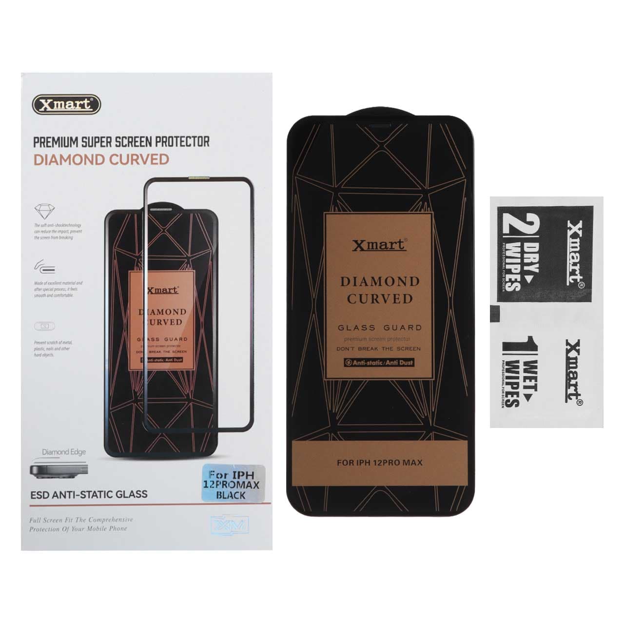محافظ صفحه نمایش شیشه ای اورجینال XMART – Diamond Curved ESD Anti Static مدل Apple iPhone 12 Pro Max (پک دار)
