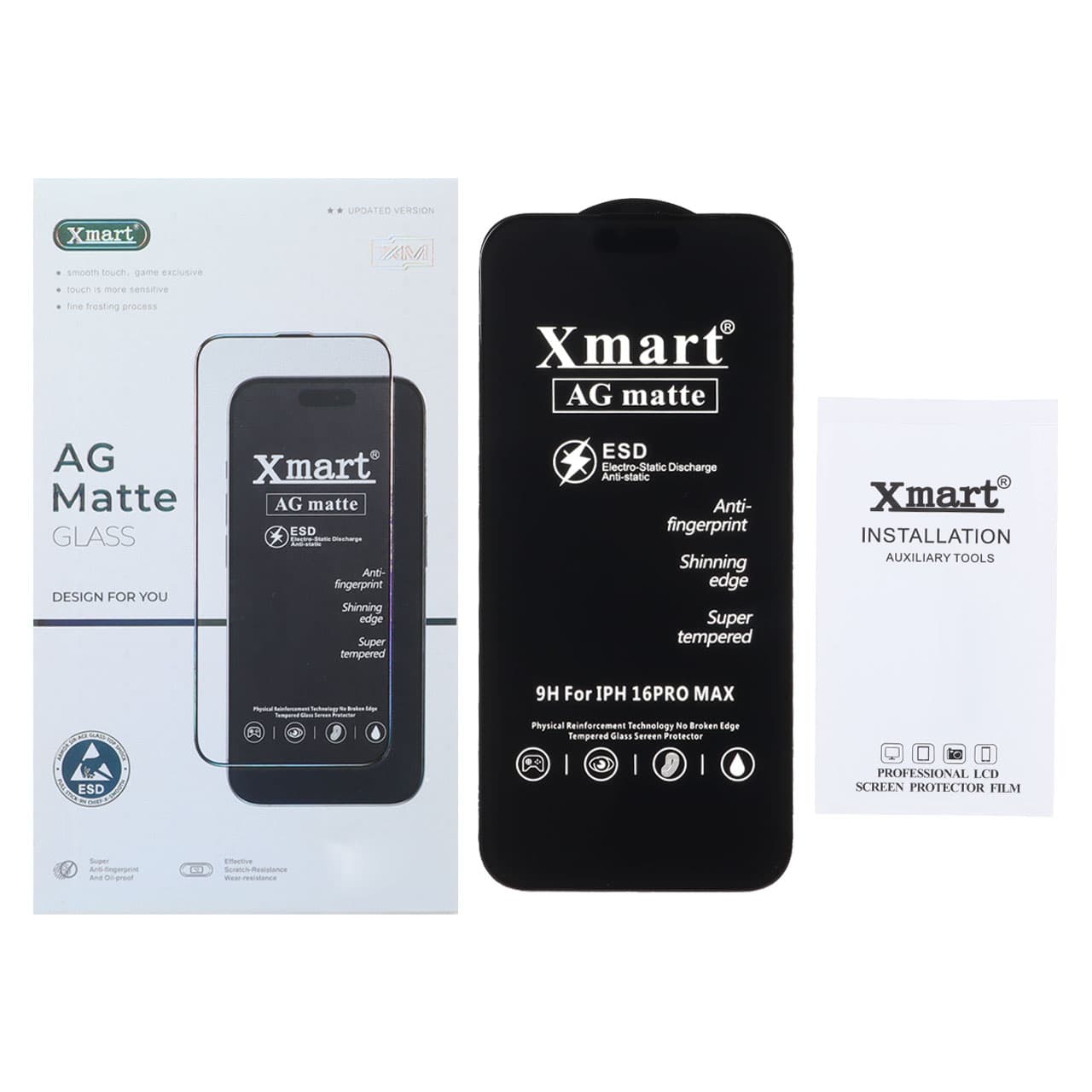 محافظ صفحه نمایش شیشه ای اورجینال XMART – AG matte ESD Anti Static مدل Apple iPhone 16 Pro Max (پک دار) — تصویر ۲