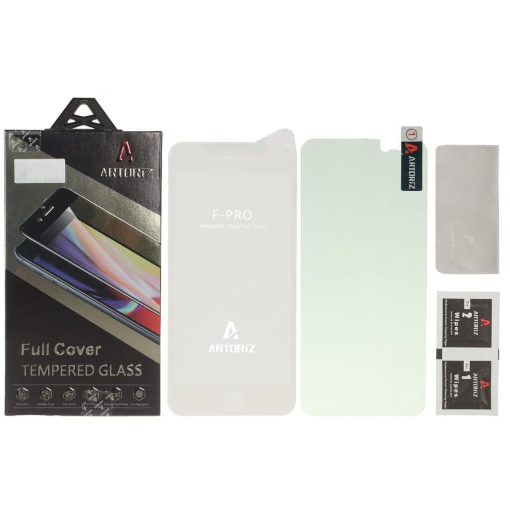 محافظ صفحه نمایش شیشه ای اورجینال Artoriz با برچسب محافظ پشت گوشی Apple iPhone 6 / 6s – سفید (پک دار) — تصویر ۳