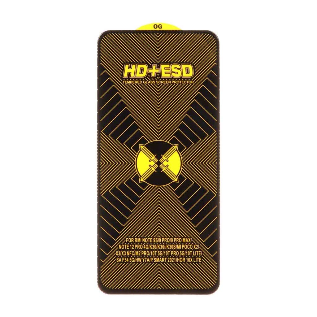 محافظ صفحه نمایش شیشه ای مشکی Full Cover HD Plus ESD مدل Xiaomi Poco X3 / Poco X3 Pro / Redmi Note 9S / Redmi Note 9 Pro / Redmi Note 9 Pro Max / Poco F5 Pro / Mi 12T / Mi 12T Pro / Mi 11T / Mi 11T Pr — تصویر ۳