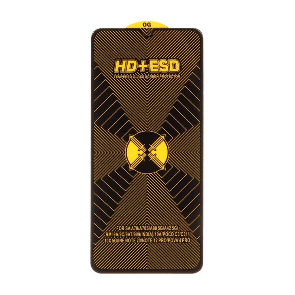 محافظ صفحه نمایش شیشه ای مشکی Full Cover HD Plus ESD مدل Samsung Galaxy A70 / A70S / A42 / M42 — تصویر ۳