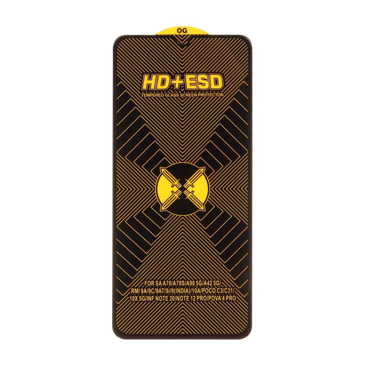 محافظ صفحه نمایش شیشه ای مشکی Full Cover HD Plus ESD مدل Samsung Galaxy A70 / A70S / A42 / M42 — تصویر ۴