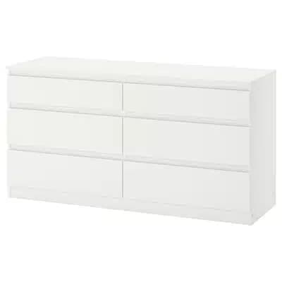 دراور سفید 6 کشو ایکیا مدل KULLEN/ سایز 140X72 سانتی متر