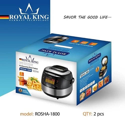 پلوپز چند کاره رویال کینگ مدل ROSHA-1800 ظرفیت ۵ لیتر با بدنه استیل ضد زنگ — تصویر ۲