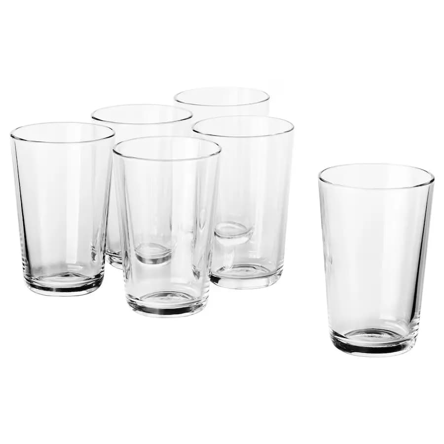 ست 6 تایی لیوان شیشه ای شفاف ایکیا IKEA 365+ حجم 300 میلی‌لیتر
