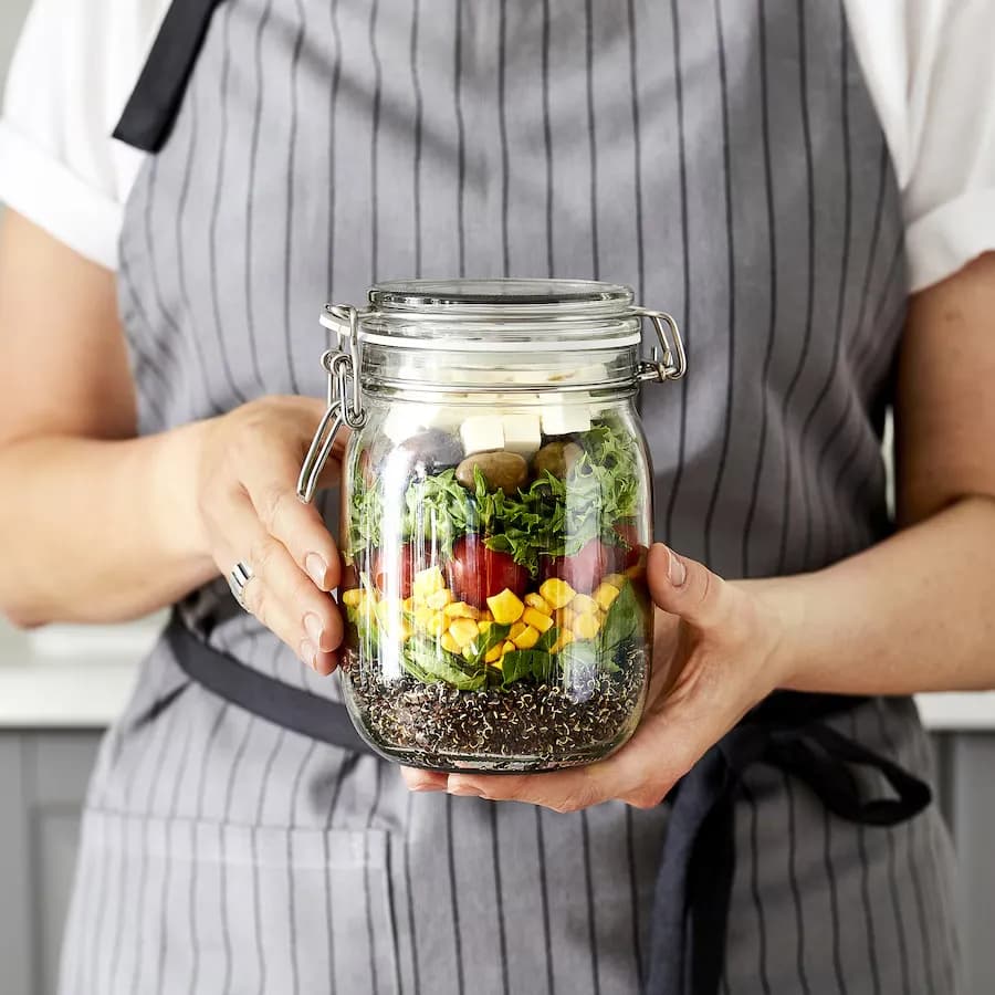 بانکه شیشه ای درب دار 1 لیتری ایکیا KORKEN شفاف — تصویر ۴