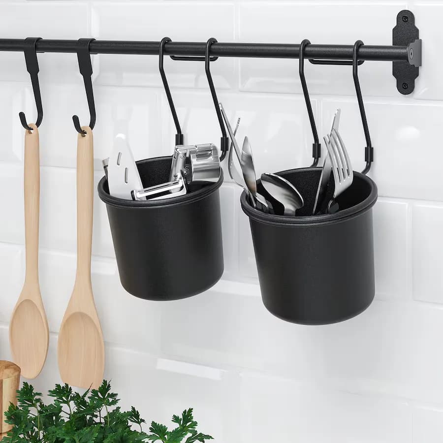 سطل آویز ایکیا HULTARP مشکی، 14×16 سانتی‌متر — تصویر ۲