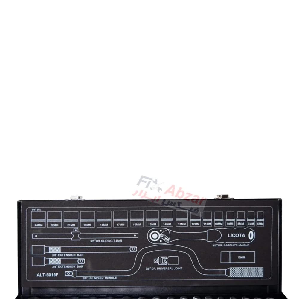 جعبه بکس 24 پارچه لیکوتا مدل ALT-5015F درایو 3/8 اینچ — تصویر ۱۰