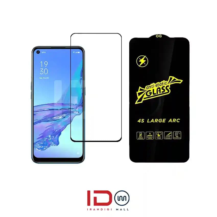 گلس شیشه ای تمام صفحه و فول چسب آنتی استاتیک موبایل Oppo A73 5G