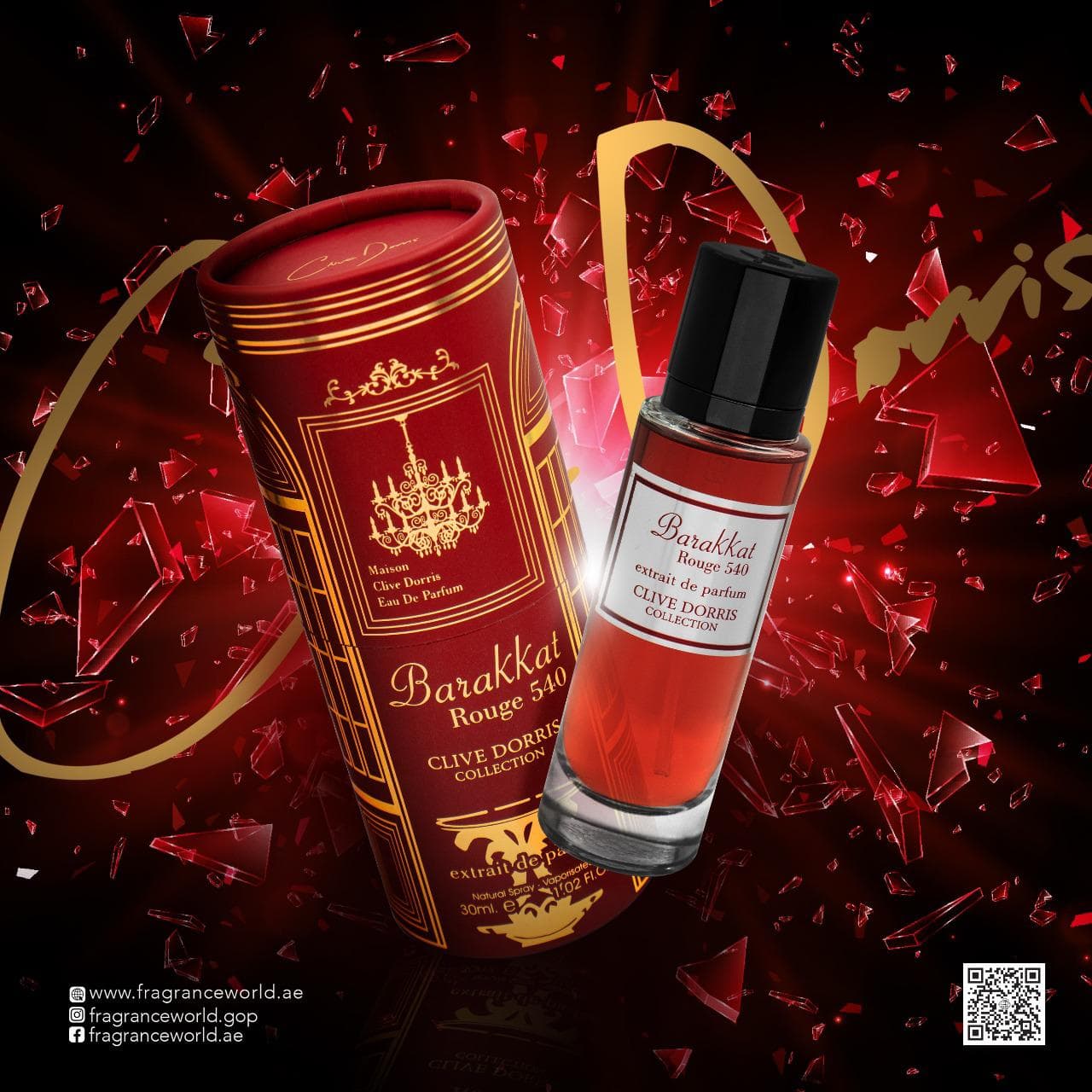 عطر ادکلن هاردباکس سفارش اروپا باکارات رژ قرمز فرگرنس ۳۰ میل باراکات رژ barakkat rouge clive dorris collection — تصویر ۲