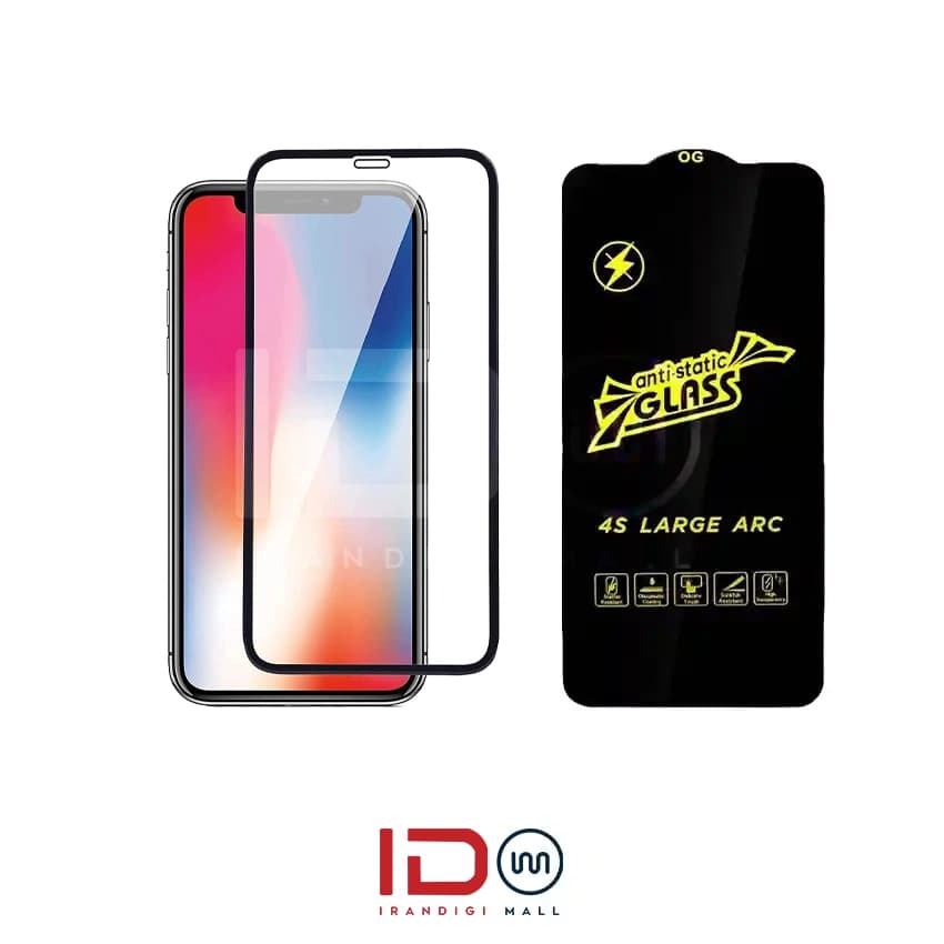 گلس شیشه ای تمام صفحه و فول چسب آنتی استاتیک موبایل iPhone X — تصویر ۲