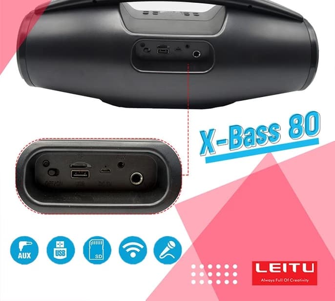 اسپیکر بلوتوثی قابل حمل لیتو مدل X-BASS 80 — تصویر ۳