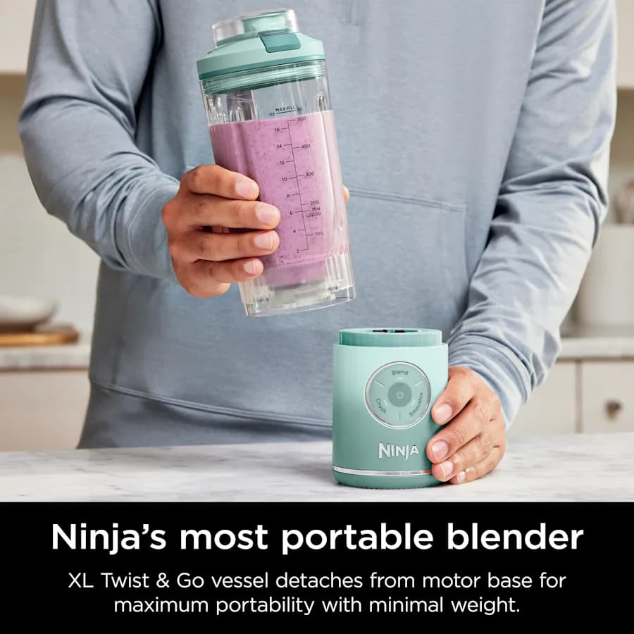 شیکر اسموتی ساز نینجا رنگ سبز-آبی شیشه‌ای مدل Ninja Blast BC251 — تصویر ۶