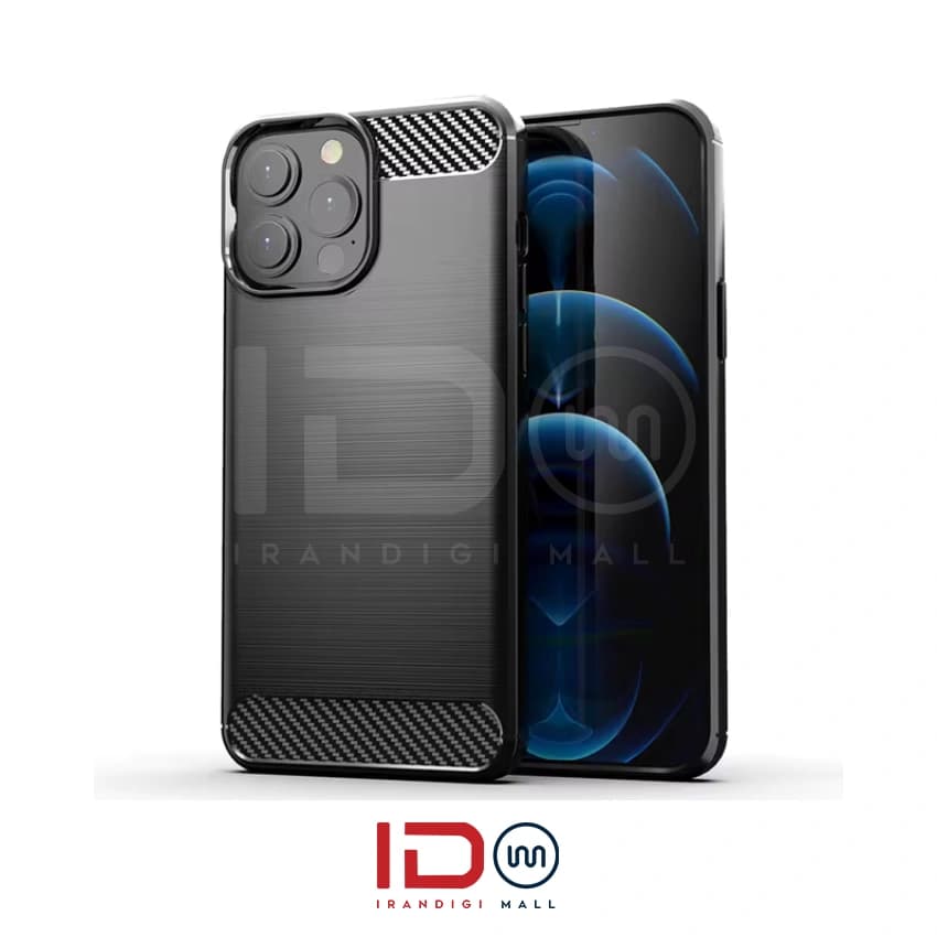 قاب فیبر کربن گوشی اپل مدل آیفون iPhone 13 Pro Max برند rugged armor رنگ مشکی