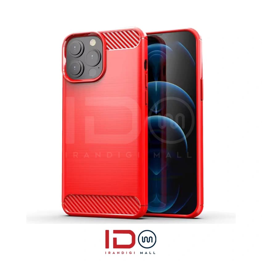 قاب فیبر کربن گوشی موبایل اپل مدل iPhone 13 Pro برند rugged armor رنگ قرمز — تصویر ۳
