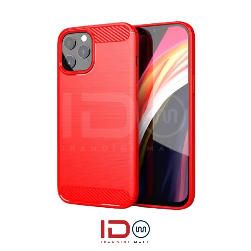 قاب فیبر کربن گوشی اپل iPhone 12 Pro برند rugged armor رنگ قرمز