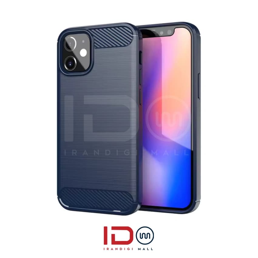 قاب فیبر کربن گوشی اپل مدل iPhone 12 mini برند rugged armor رنگ خاکستری
