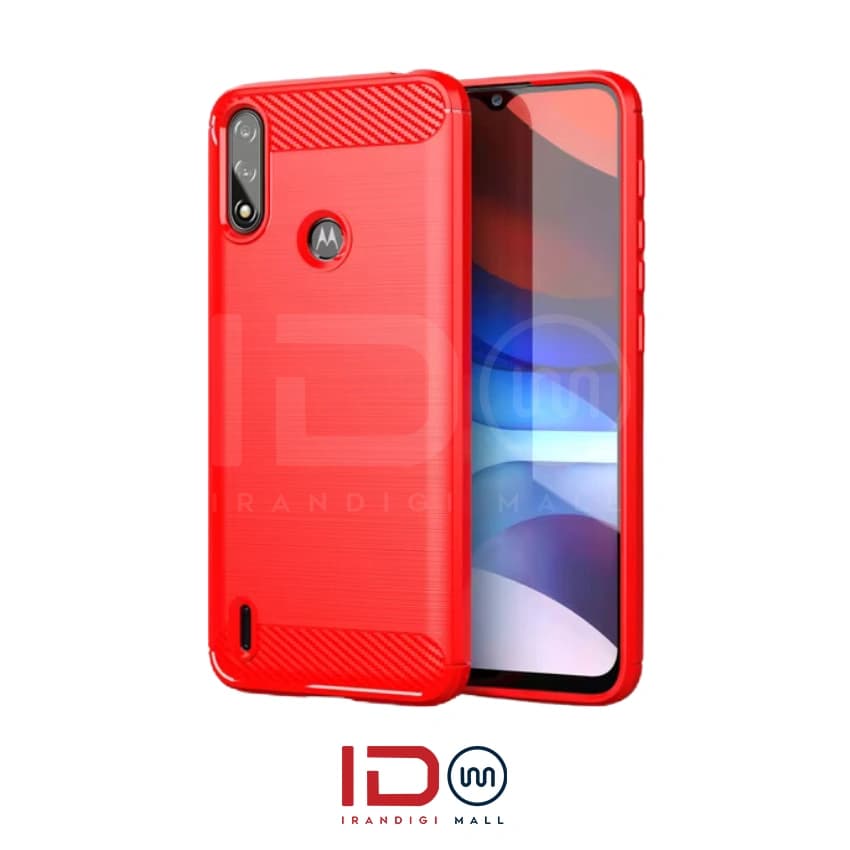 قاب فیبر کربن گوشی موتورولا مدل MOTOROLA E7 I POWER برند rugged armor رنگ قرمز