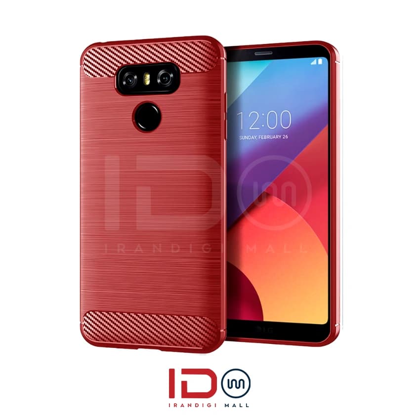 قاب فیبر کربن گوشی ال جی مدل LG G6 برند rugged armor رنگ قرمز