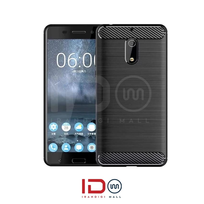 قاب فیبر کربن گوشی نوکیا مدل NOKIA 6 برند rugged armor رنگ مشکی