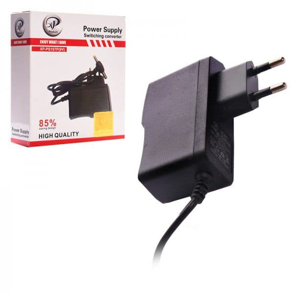 آداپتور سوزنی 9 ولت 1 آمپر 9V/1A (دو سر) ایکس پی (XP) مدل XP-PS197P(9V)