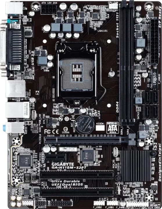 باندل مادربرد Gigabyte DDR4 GA-H110M-S2PT + سی پی یو G3900 + فن