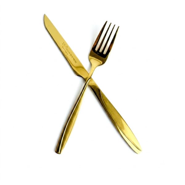 کارد و چنگال استیل طلایی یونیک — تصویر ۲
