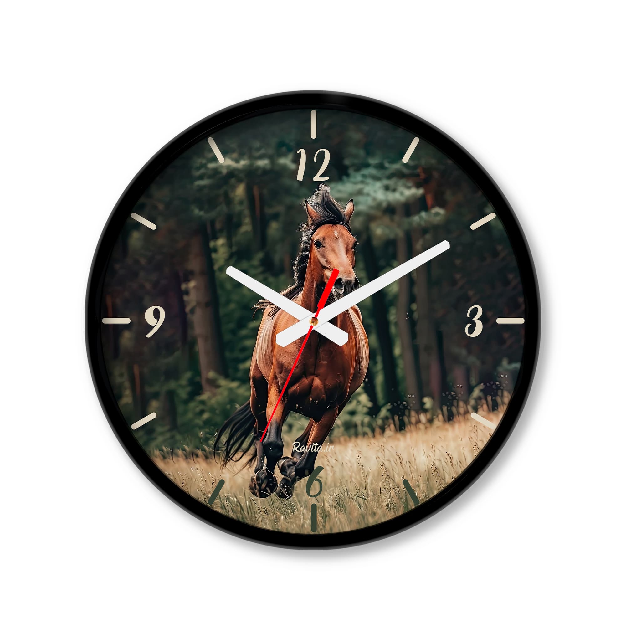 ساعت رومیزی دیواری راویتا طرح اسب قهوه ایی – Brown Horse کد 3682