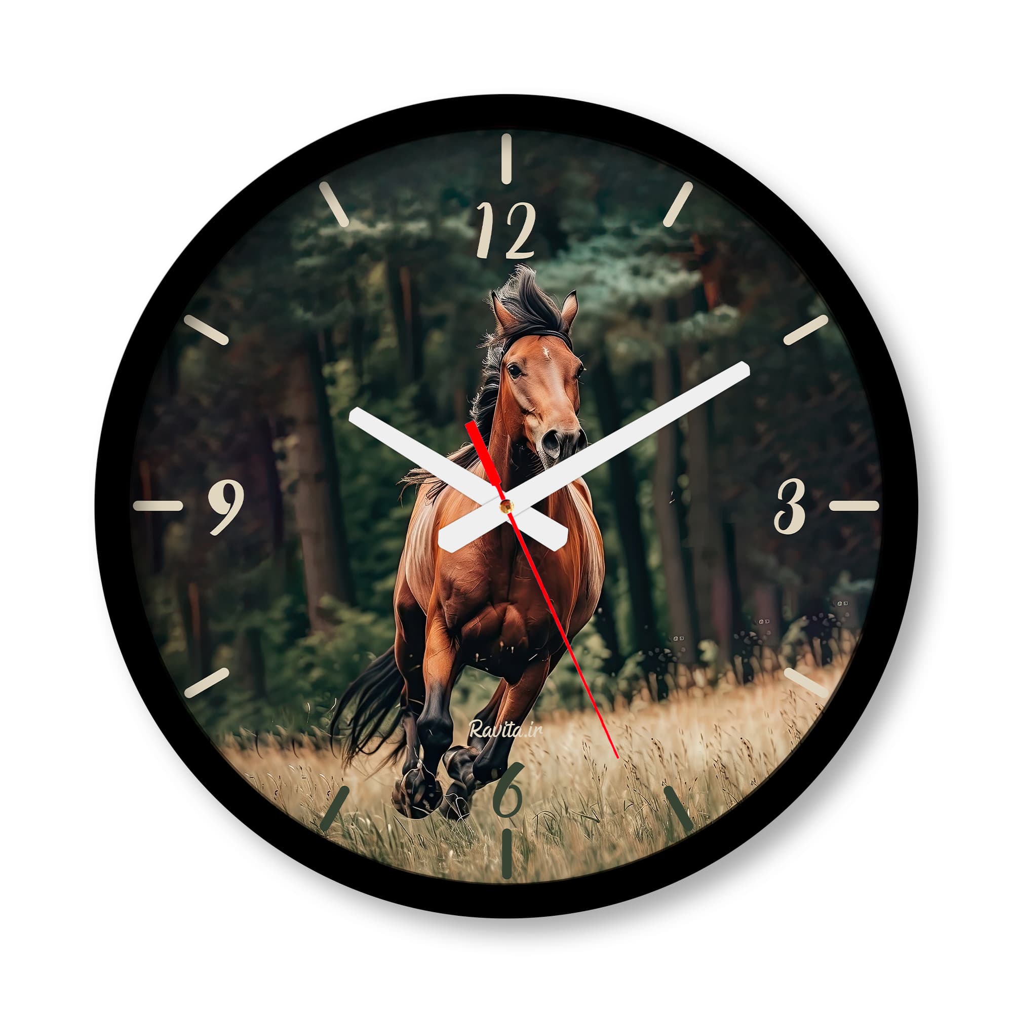 ساعت دیواری بزرگ راویتا طرح اسب قهوه ایی – Brown Horse کد 3682