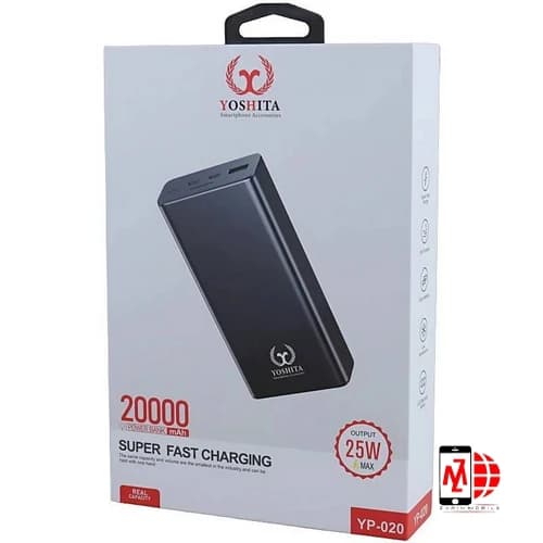 پاور بانک فست شارژ یوشیتا YP-020 QC PD 25W ظرفیت 20000 میلی آمپر ساعت