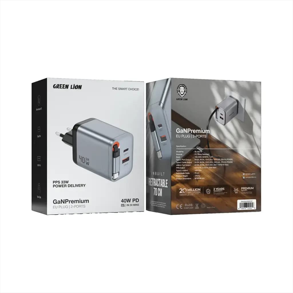 شارژر گرین لاین Green Lion GaNPremium EU Plug Wall ChargerPD 40W — تصویر ۷