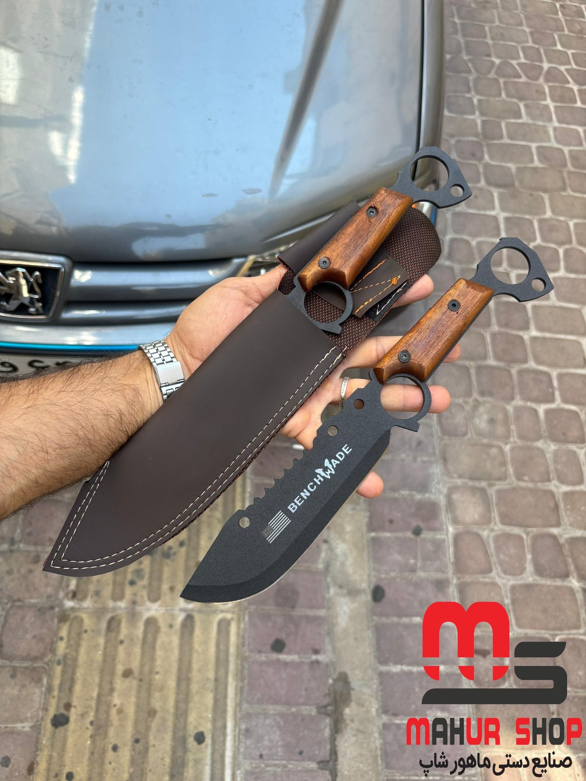 چاقو شکاری بنج مید فولادی مدل ۲ حلقه باغلاف — تصویر ۲