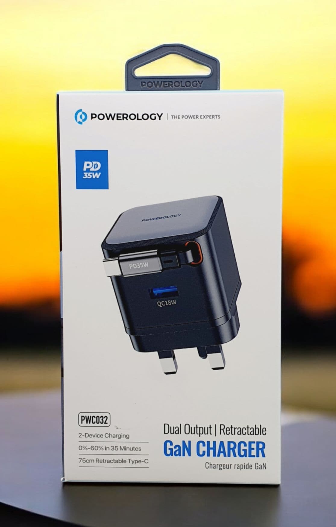 آداپتور پاورولوژی Powerology Dual-Port Retractable GaN Charger 35W — تصویر ۷