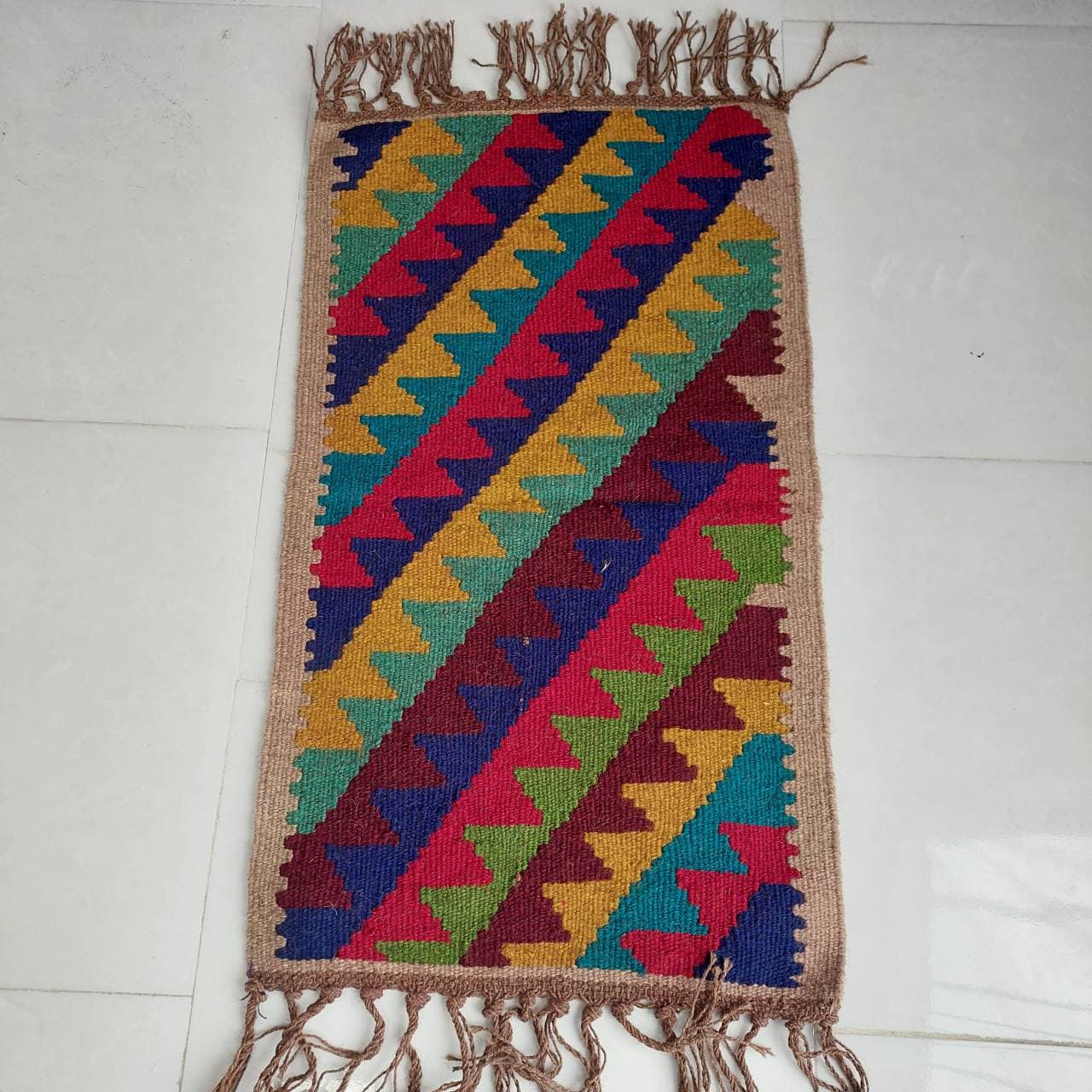 گلیم پشم پادری دستبافت 60×100 cm دو طرفه کد ۶۲