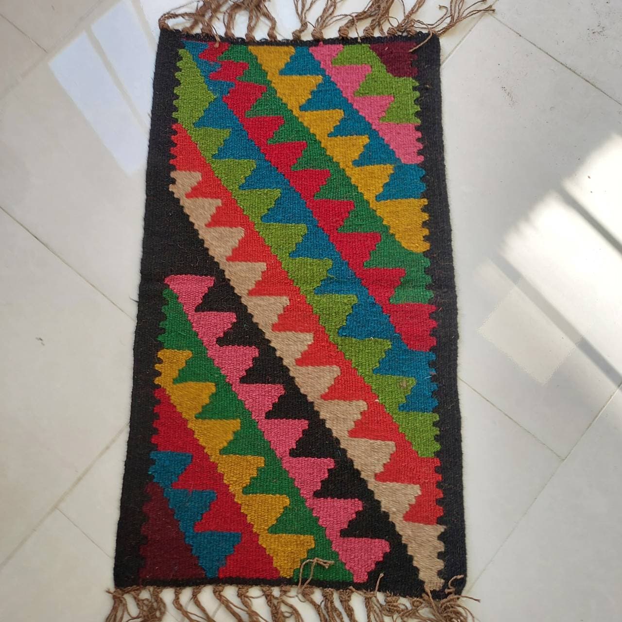 گلیم پشم پادری دستبافت 60×100 cm دو طرفه کد ۵۸ — تصویر ۲