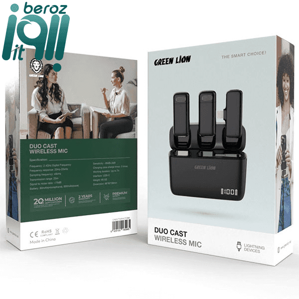 میکروفن یقه ای گرین لاین مدل Duo Cast Lightning (اورجینال – ارسال 1 ساعته) — تصویر ۴