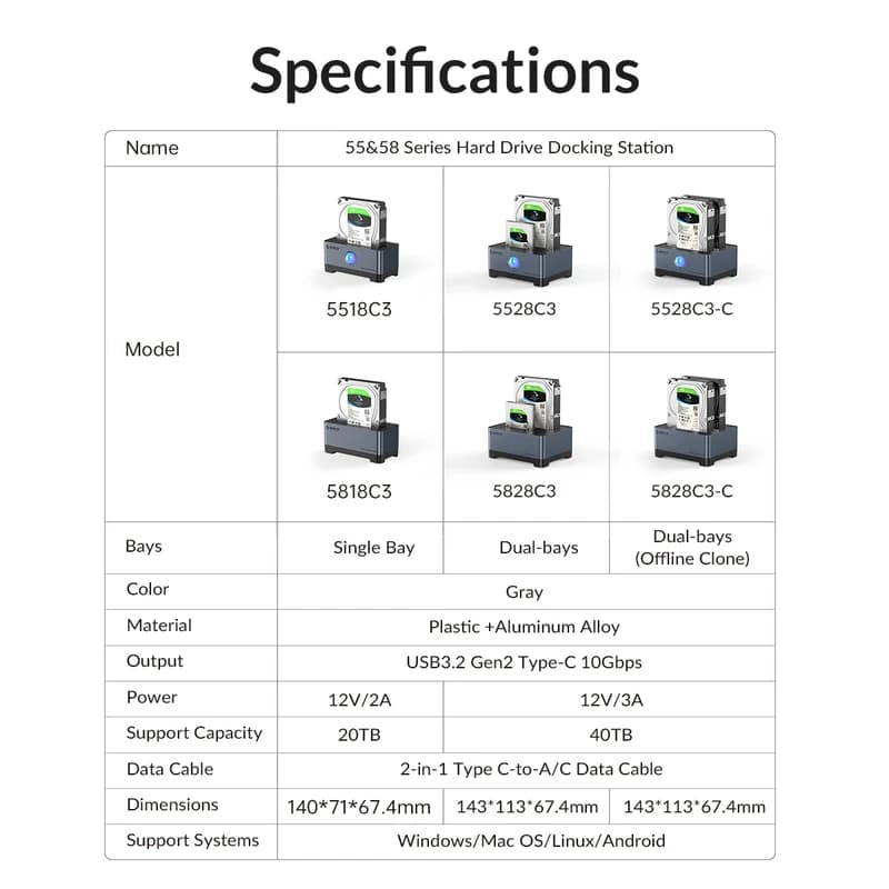 داک هارد اوریکو مدل ORICO 5528C3-C — تصویر ۶