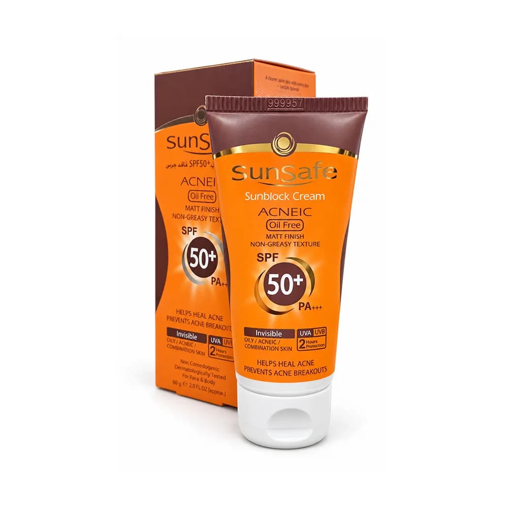 کرم ضد آفتاب رنگی بژ روشن فاقد چربی مناسب پوست های چرب و آکنه ای ACNEIC SPF50 سان سیف 50 میلی لیتر — تصویر ۵