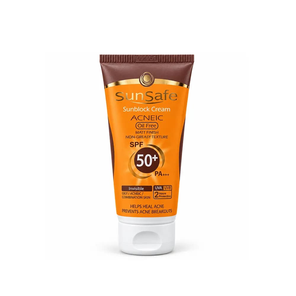 کرم ضد آفتاب رنگی بژ روشن فاقد چربی مناسب پوست های چرب و آکنه ای ACNEIC SPF50 سان سیف 50 میلی لیتر — تصویر ۶