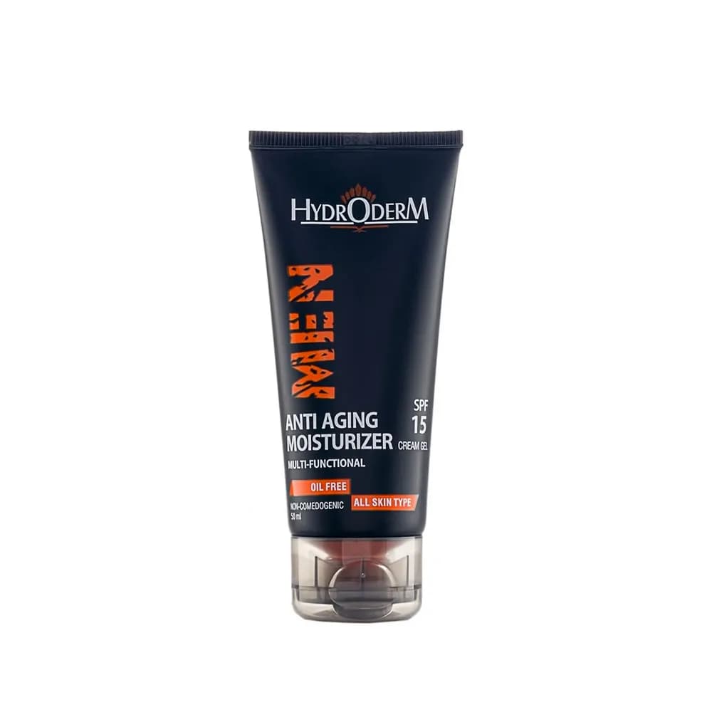 کرم ژل مرطوب کننده و ضد چروک آقایان SPF15 هیدرودرم 50 میلی‌ لیتر