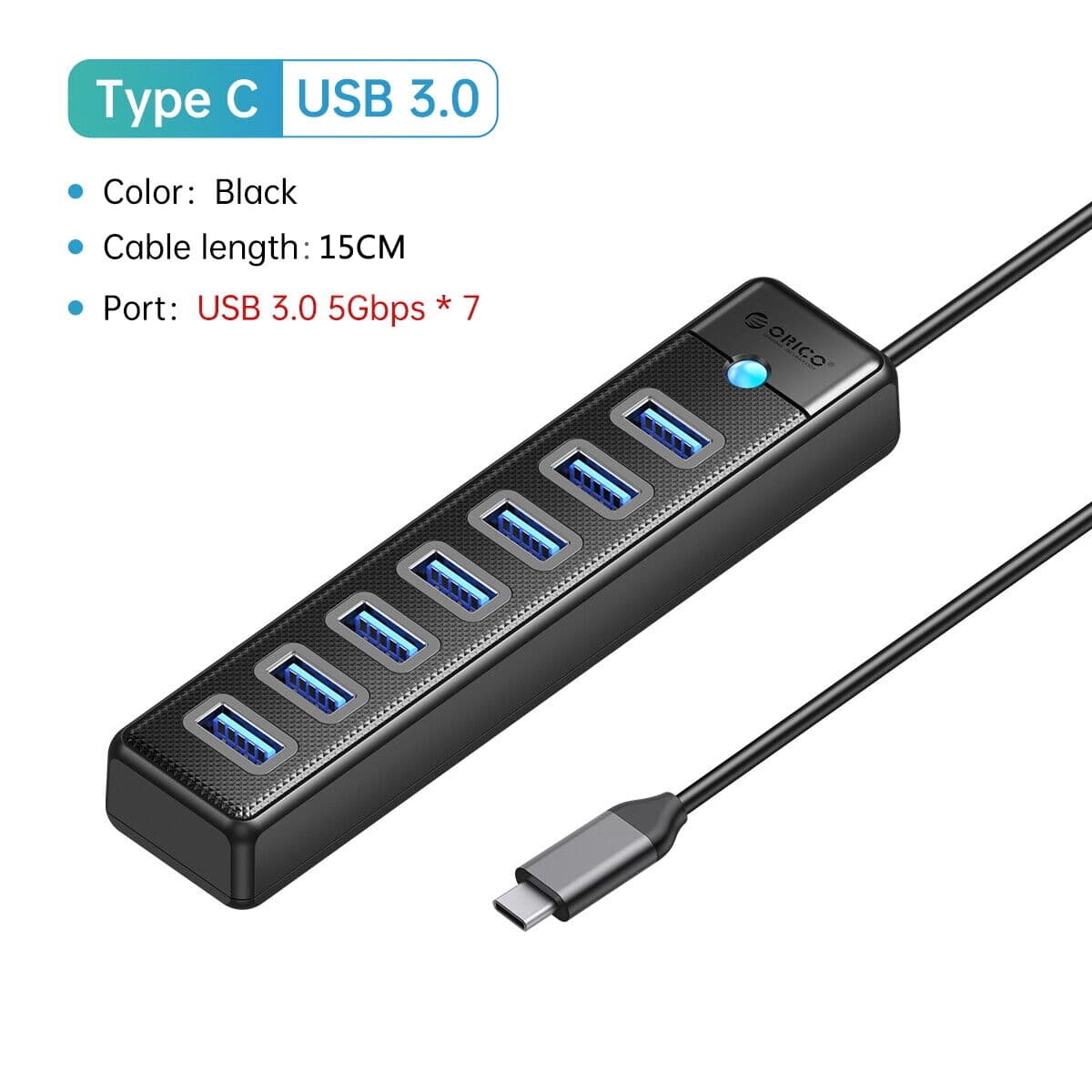 هاب 7 پورت USB3.0 اوریکو مدل ORICO PW7U-C3-05 — تصویر ۲