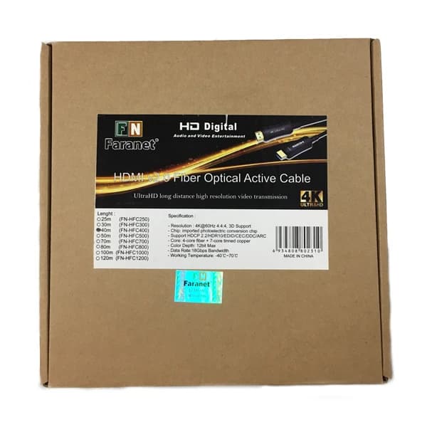 کابل HDMI V2.0 فیبر نوری فرانت مدل FARANET FN-HFC400 طول 40 متر — تصویر ۲