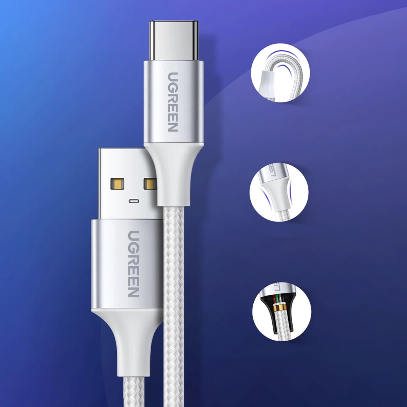 کابل تبدیل USB به USB-C یوگرین مدل US288-60133 طول 2 متر — تصویر ۷