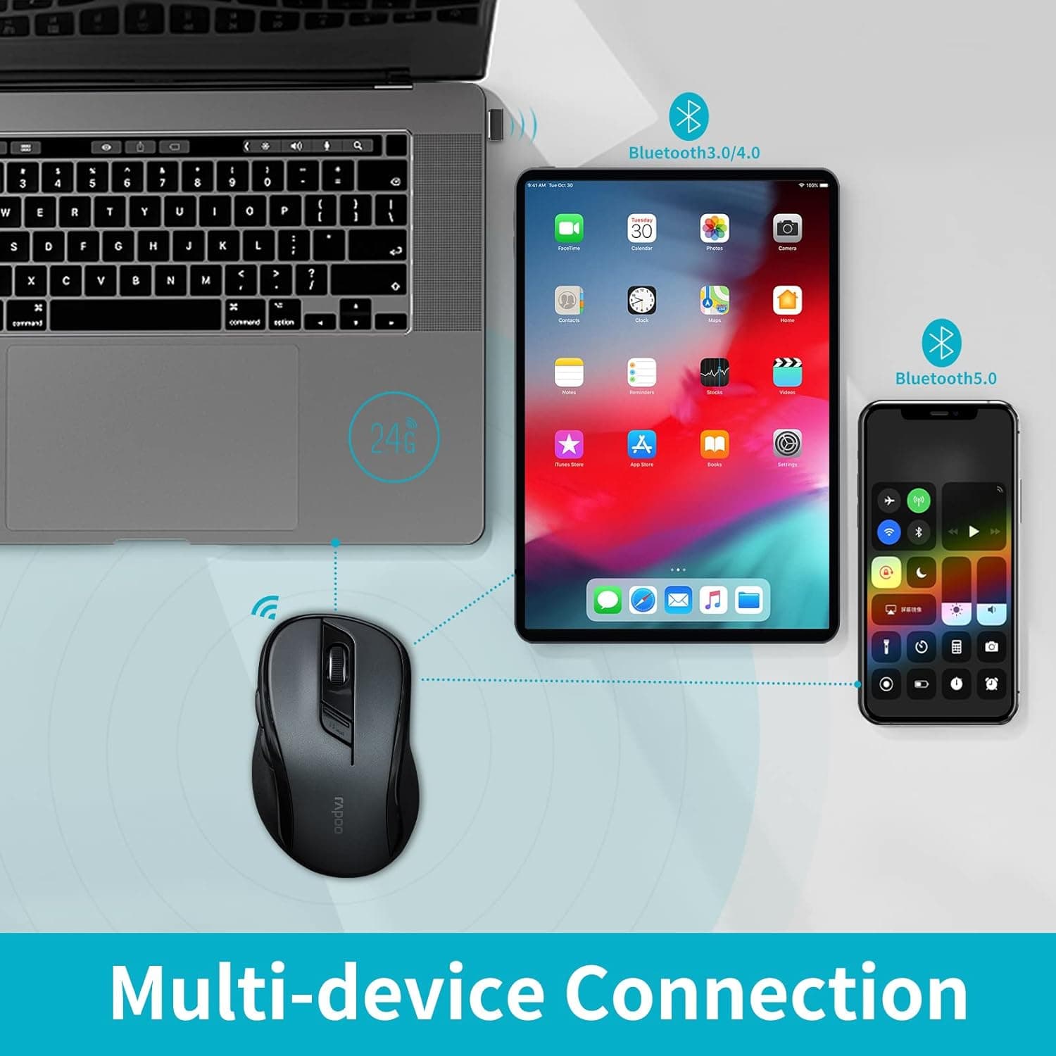 موس وايرلس و بلوتوث رپو RAPOO M500 — تصویر ۴