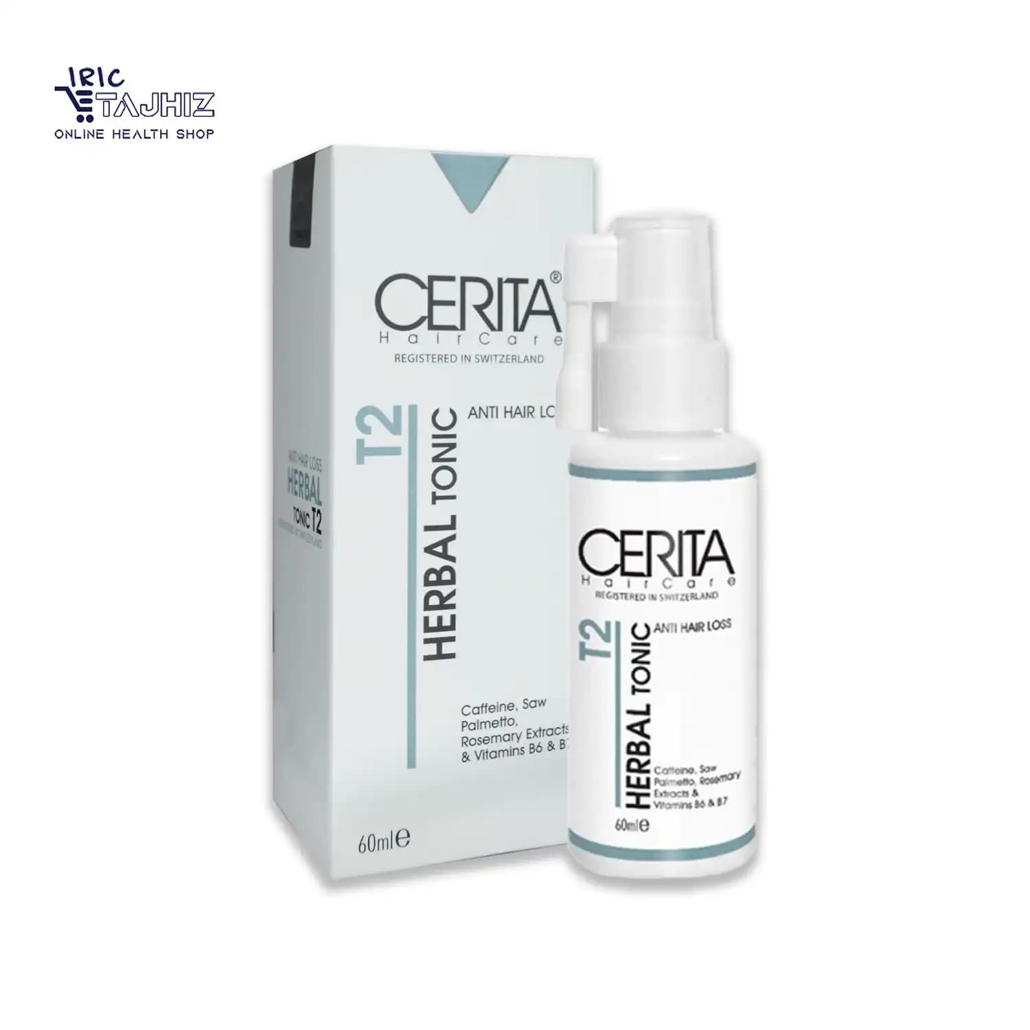 تونیک گیاهی تقویت کننده موی سر T2 سریتا CERITA حجم 60 میلی لیتر — تصویر ۲